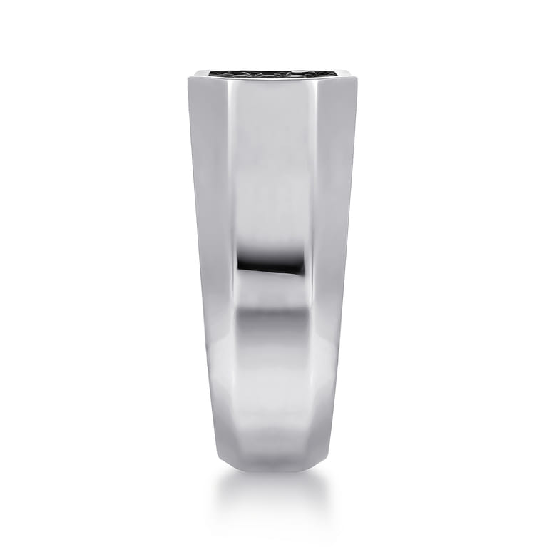 925 Sterling Silver Black Spinel Pave Men's Ring - Shot 4