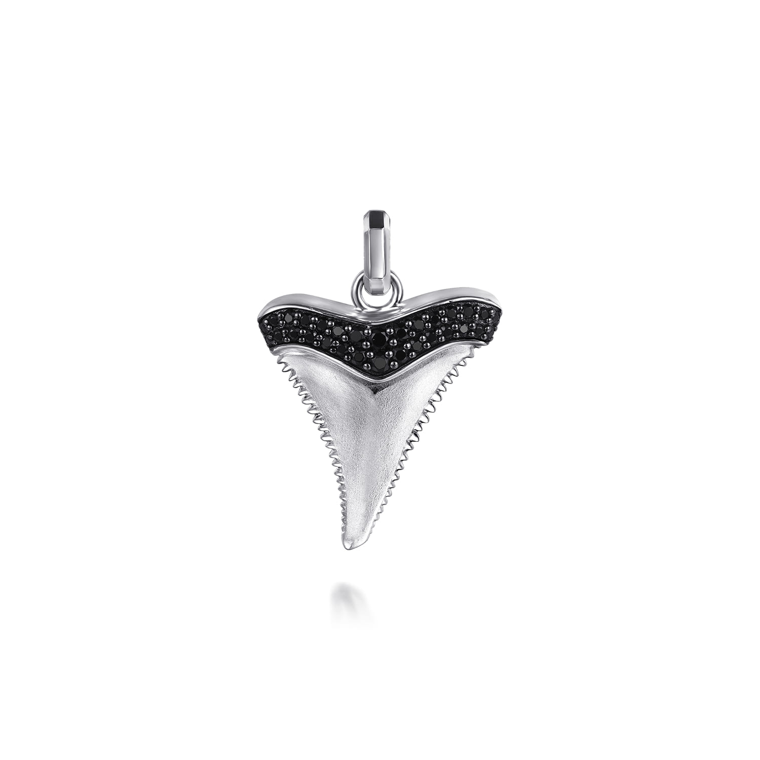 925 Sterling Silver Black Spinel Shark Tooth Pendant - Shot 1