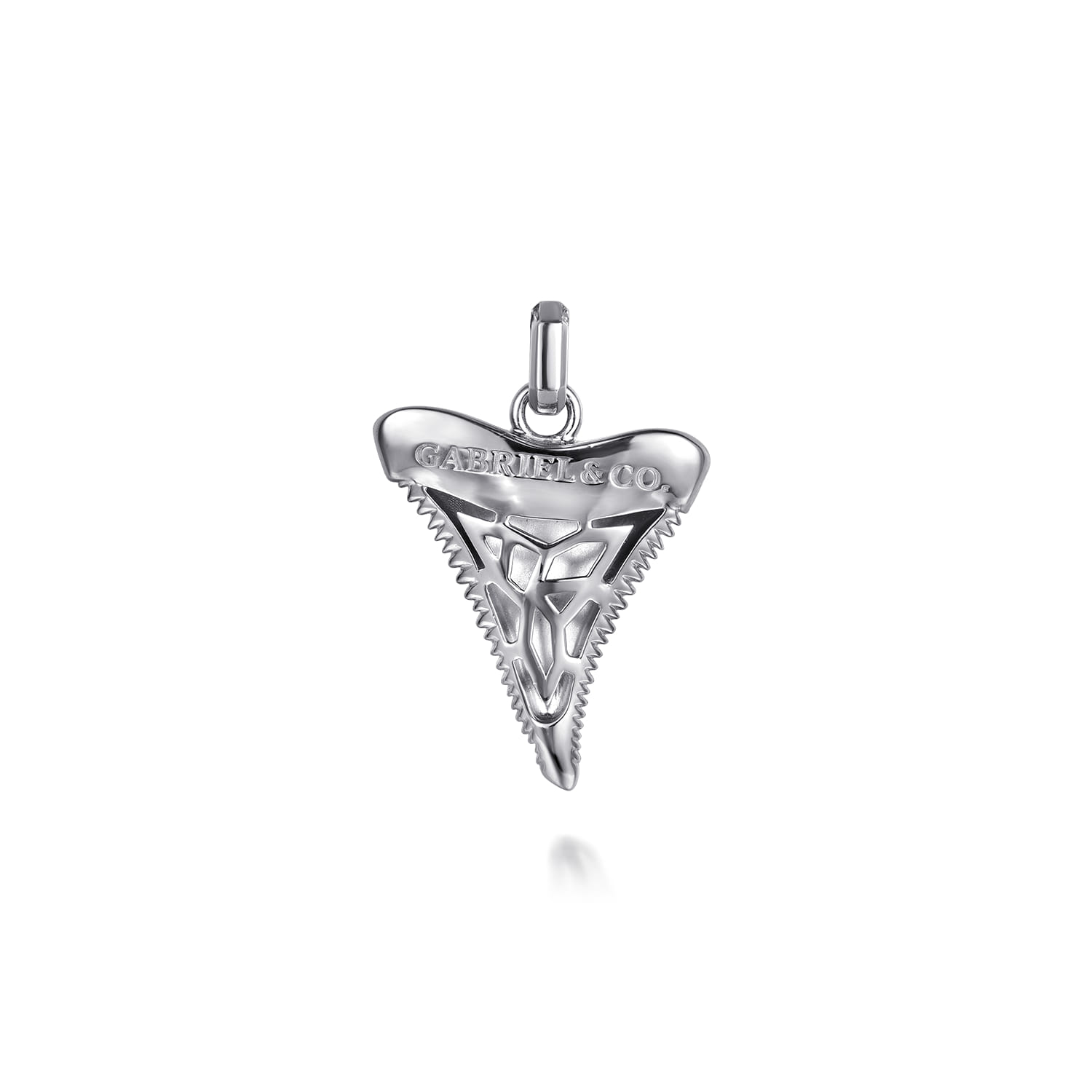 925 Sterling Silver Black Spinel Shark Tooth Pendant - Shot 2