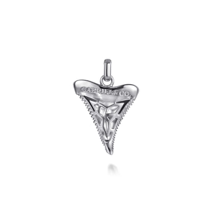 925 Sterling Silver Black Spinel Shark Tooth Pendant