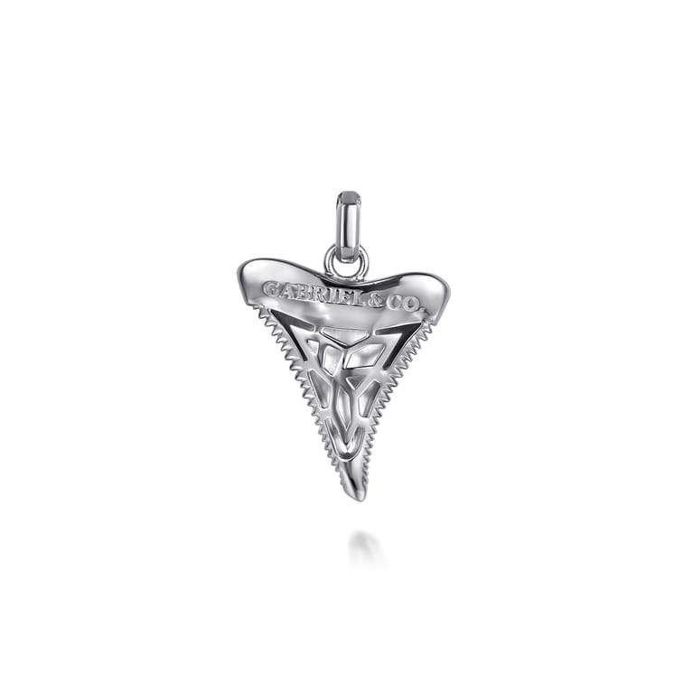 925 Sterling Silver Black Spinel Shark Tooth Pendant - Shot 2