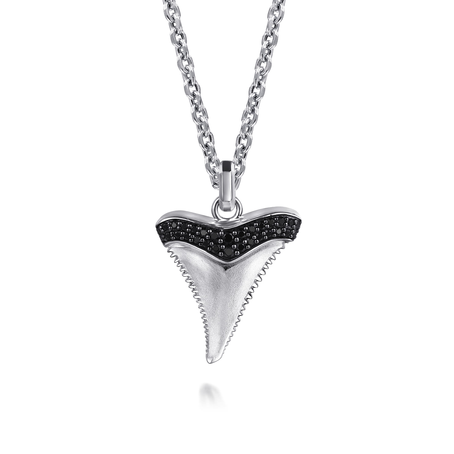925 Sterling Silver Black Spinel Shark Tooth Pendant - Shot 3