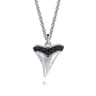 925 Sterling Silver Black Spinel Shark Tooth Pendant