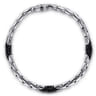 925 Sterling Silver Black Spinel Tubular Chain Bracelet