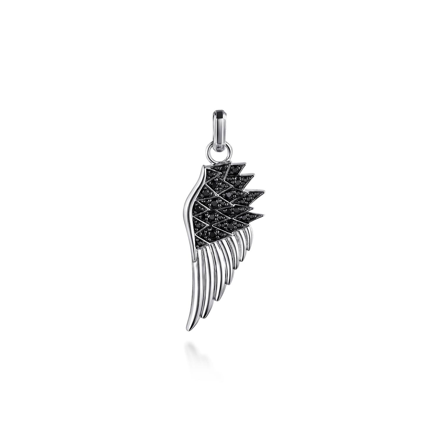 925 Sterling Silver Black Spinel Wing Pendant - Shot 1