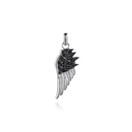 925 Sterling Silver Black Spinel Wing Pendant