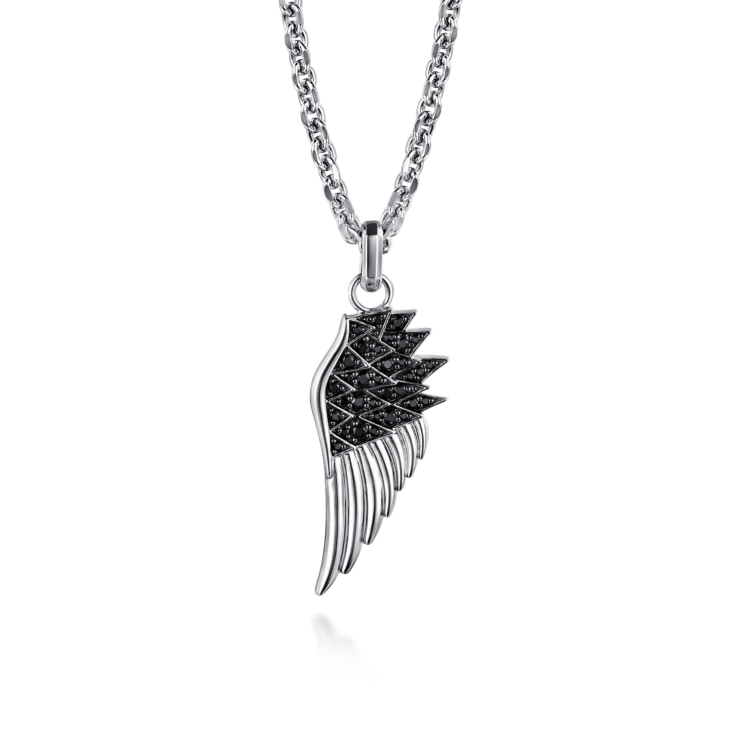 925 Sterling Silver Black Spinel Wing Pendant - Shot 3