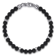 925 Sterling Silver Black Titanium Beaded Bracelet 6mm