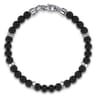 925 Sterling Silver Black Titanium Beaded Bracelet 6mm