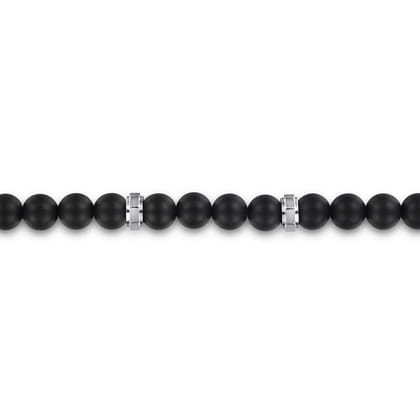 925 Sterling Silver Black Titanium Beaded Bracelet 6mm