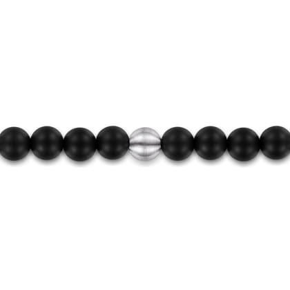 925 Sterling Silver Black Titanium Beaded Bracelet 6mm