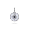 925 Sterling Silver Blue Sapphire and White Sapphire Medallion Pendant 24mm-Bujukan