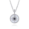 925 Sterling Silver Blue Sapphire and White Sapphire Medallion Pendant 24mm-Bujukan