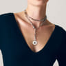 925 Sterling Silver Blue Sapphire and White Sapphire Medallion Pendant 24mm-Bujukan
