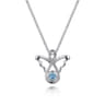 925 Sterling Silver Blue Topaz Angel Pendant Necklace