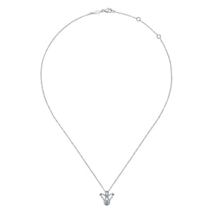 925 Sterling Silver Blue Topaz Angel Pendant Necklace