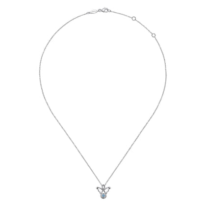 925 Sterling Silver Blue Topaz Angel Pendant Necklace
