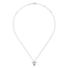 925 Sterling Silver Blue Topaz Angel Pendant Necklace