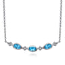 925 Sterling Silver Blue Topaz Bar Necklace-Bujukan