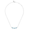 925 Sterling Silver Blue Topaz Bar Necklace-Bujukan