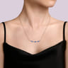 925 Sterling Silver Blue Topaz Bar Necklace-Bujukan