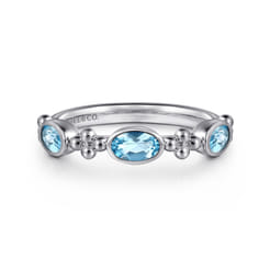 925 Sterling Silver Blue Topaz Fashion Ring-Bujukan