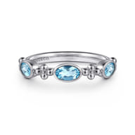 925 Sterling Silver Blue Topaz Fashion Ring-Bujukan