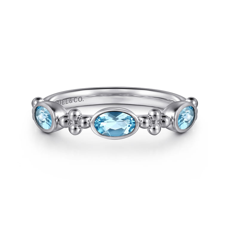925 Sterling Silver Blue Topaz Fashion Ring-Bujukan - Shot 1