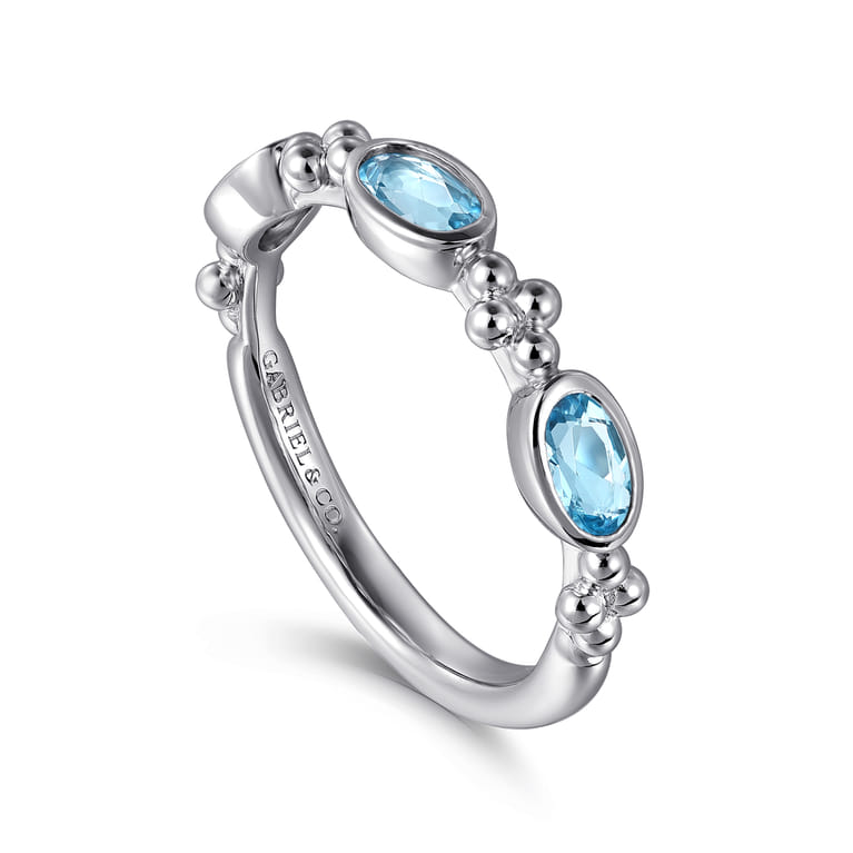925 Sterling Silver Blue Topaz Fashion Ring-Bujukan - Shot 3
