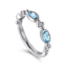 925 Sterling Silver Blue Topaz Fashion Ring-Bujukan