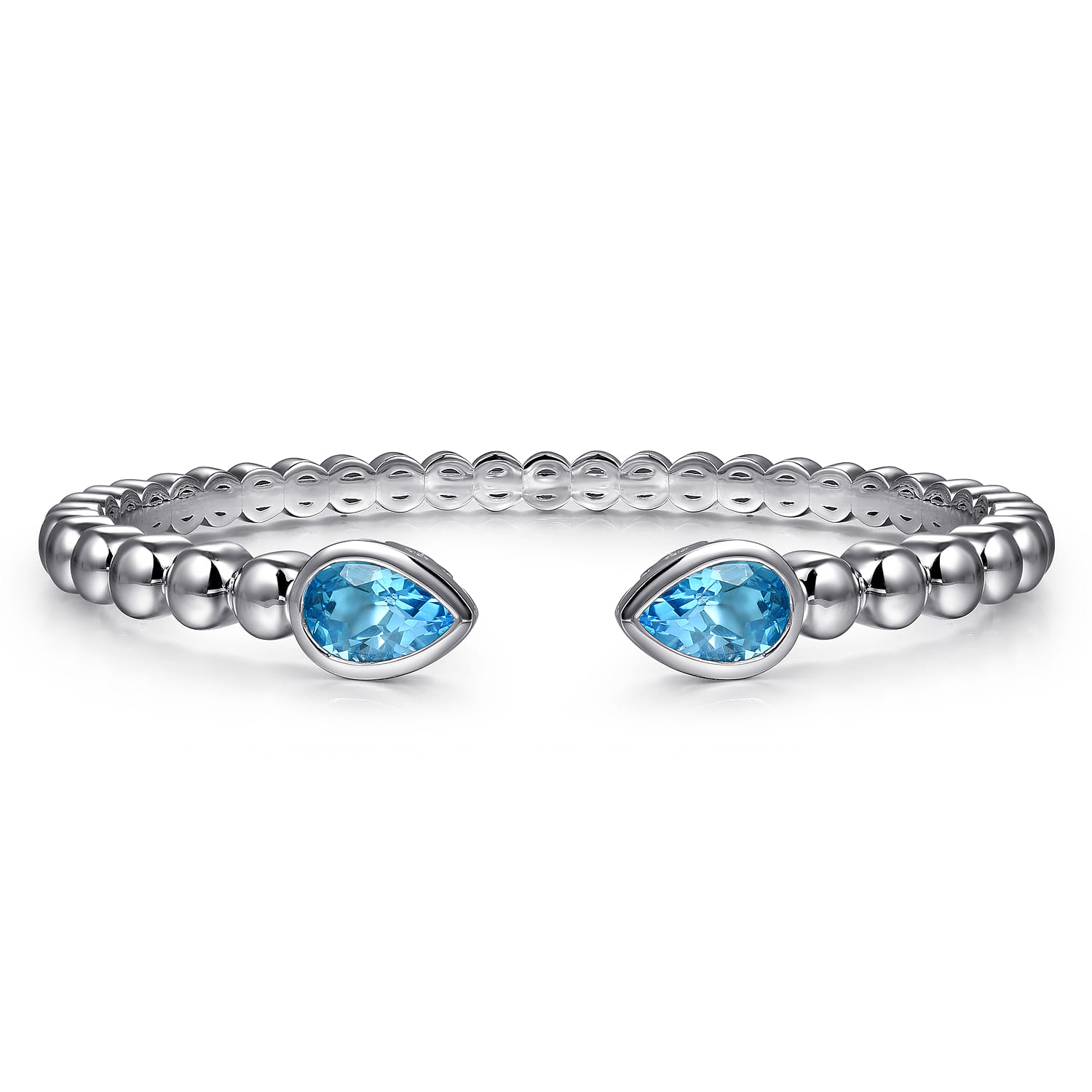 925 Sterling Silver Blue Topaz Open Bangle Bracelet-Bujukan - Shot 1