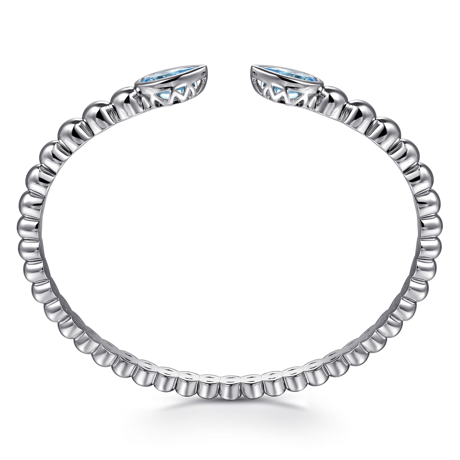 925 Sterling Silver Blue Topaz Open Bangle Bracelet-Bujukan - Shot 3