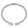 925 Sterling Silver Blue Topaz Pave Three Station Bar Bujukan Beads Split Bangle Bracelet