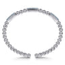 925 Sterling Silver Blue Topaz Pave Three Station Bar Bujukan Beads Split Bangle Bracelet