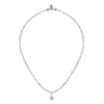 925 Sterling Silver Blue Topaz Starburst and Moon Stone Bead Pendant Necklace