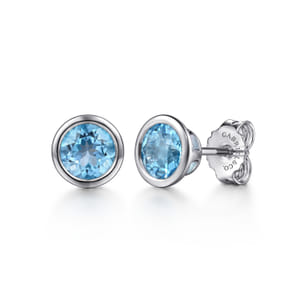 925 Sterling Silver Blue Topaz Stud Earrings