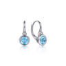 925 Sterling Silver Blue Topaz and Diamond Leverback Earrings - 0.04 ct