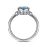 925 Sterling Silver Blue Topaz and Diamond Ring - 0.05 ct