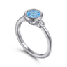 925 Sterling Silver Blue Topaz and Diamond Ring - 0.05 ct