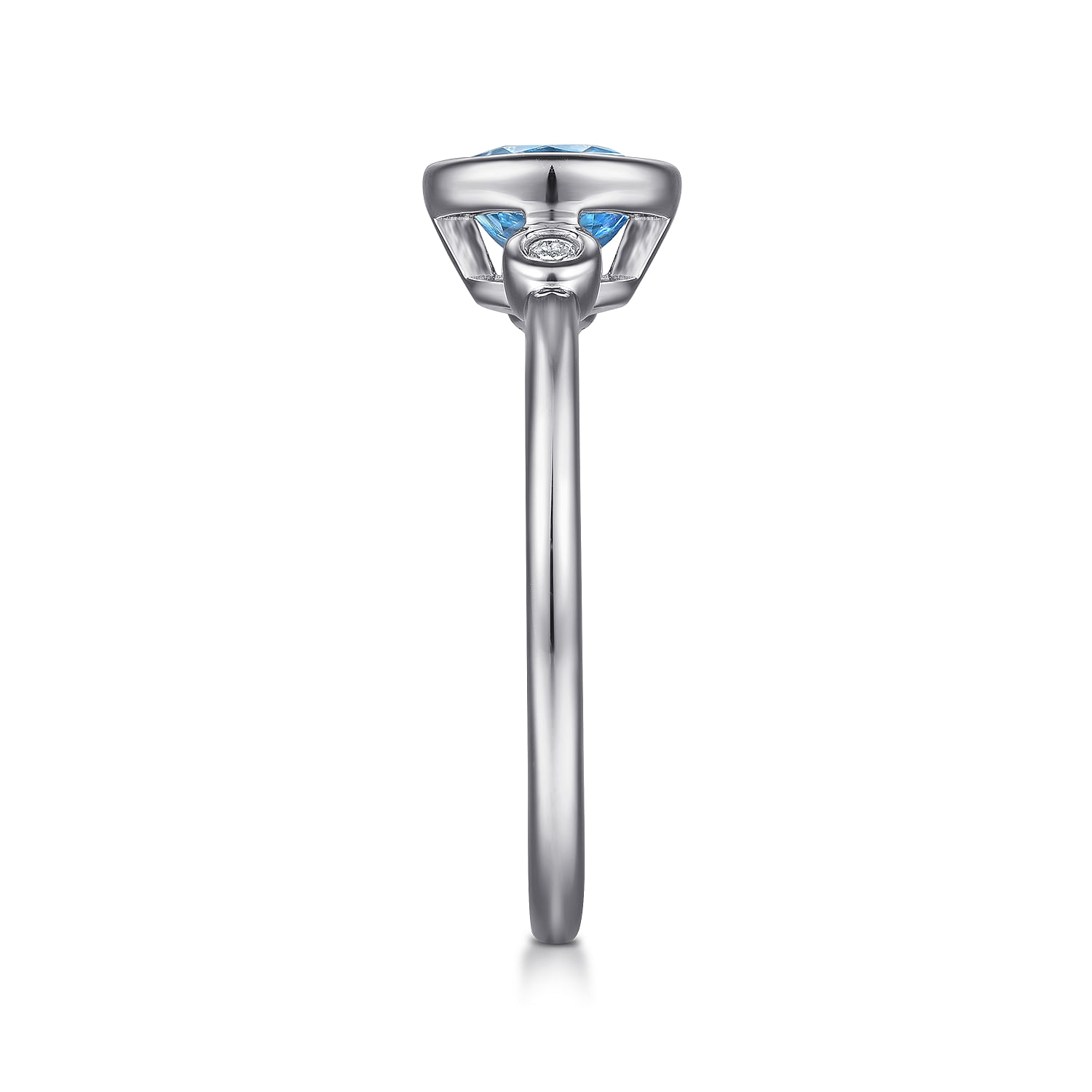 925 Sterling Silver Blue Topaz and Diamond Ring