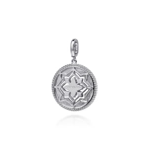 925 Sterling Silver Blue Topaz and White Sapphire Bujukan Medallion Pendant in size 24mm With Detachable Bail