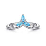 925 Sterling Silver Blue Topaz and White Sapphire Chevron Ring
