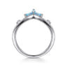 925 Sterling Silver Blue Topaz and White Sapphire Chevron Ring