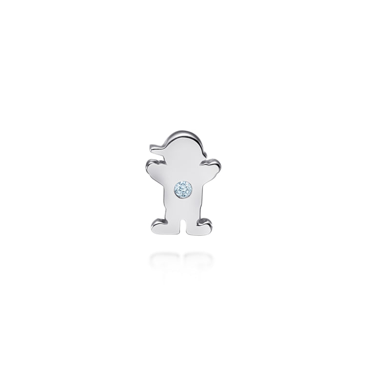 925 Sterling Silver Boy Figurine with Aquamarine Stone Pendant