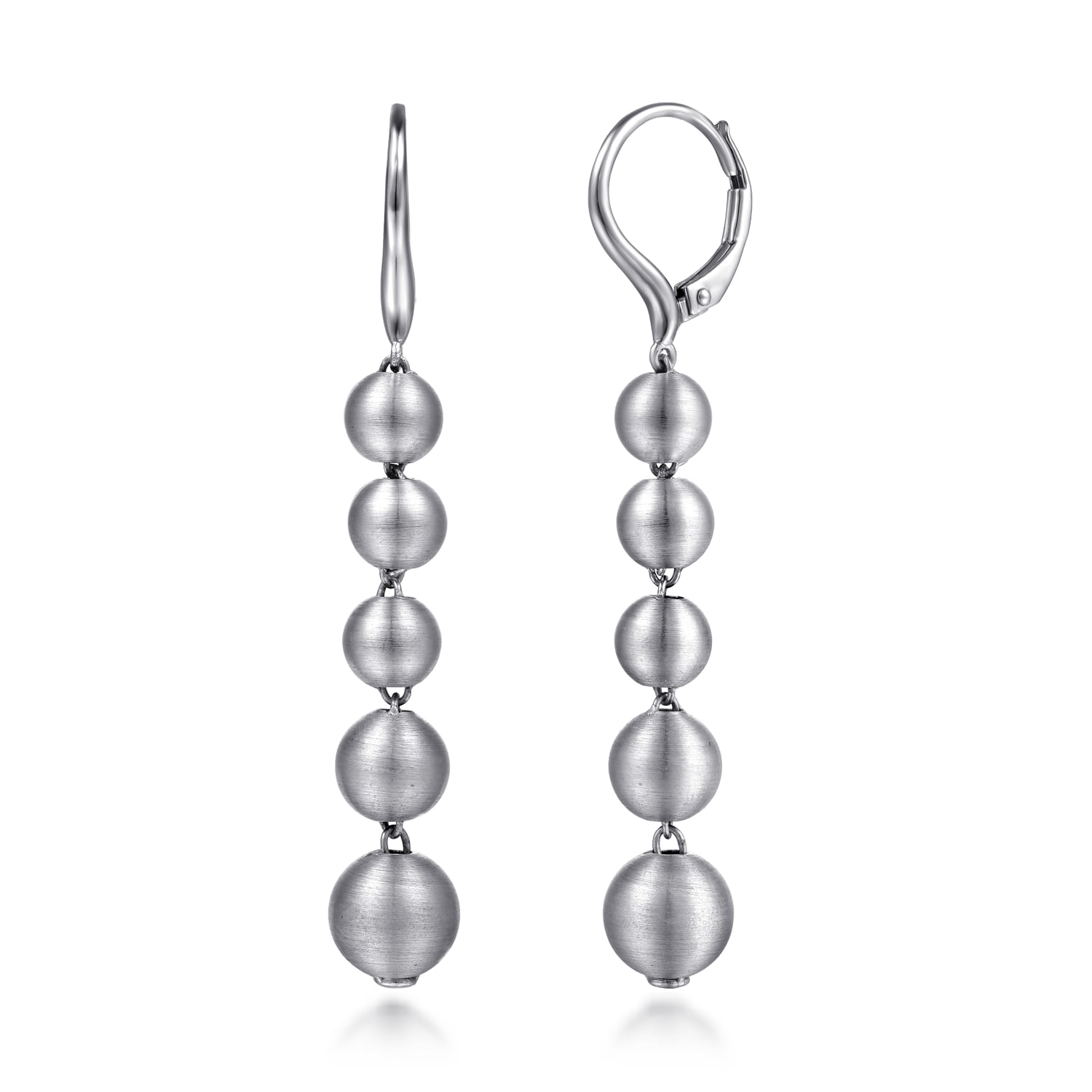 925 Sterling Silver Brush Beads Drop Earrings - Shot 1