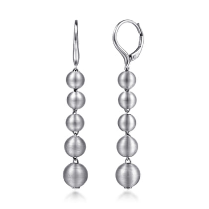 925 Sterling Silver Brush Beads Drop Earrings