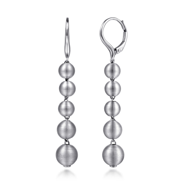 925 Sterling Silver Brush Beads Drop Earrings - Shot 1