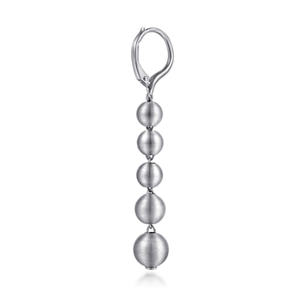 925 Sterling Silver Brush Beads Drop Earrings