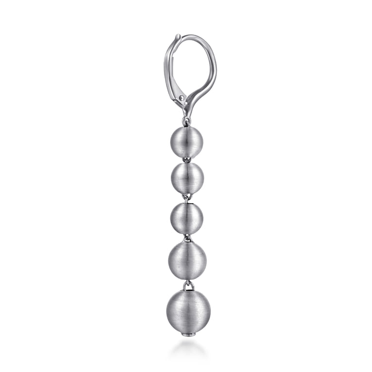 925 Sterling Silver Brush Beads Drop Earrings - Shot 2