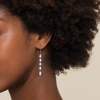 925 Sterling Silver Brush Beads Drop Earrings